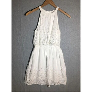 Womens Sim & Sam Dress Halter Neck White Eyelet Floral Graduation Bride Cute